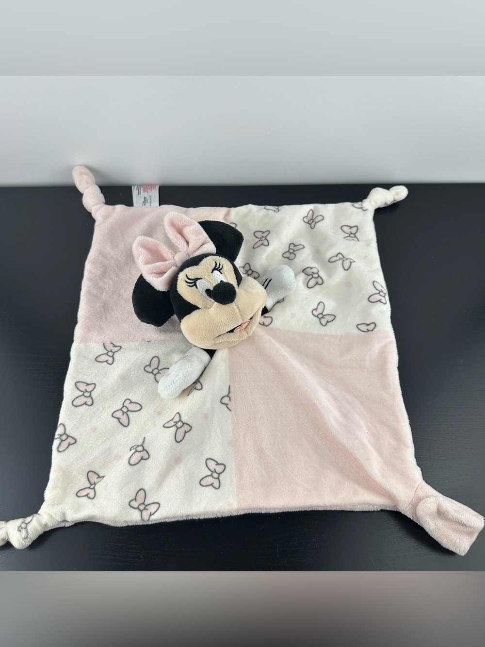 Disney Primark RARE Minnie Mouse Lovey Blanket 12" Pink White Plush Comforter